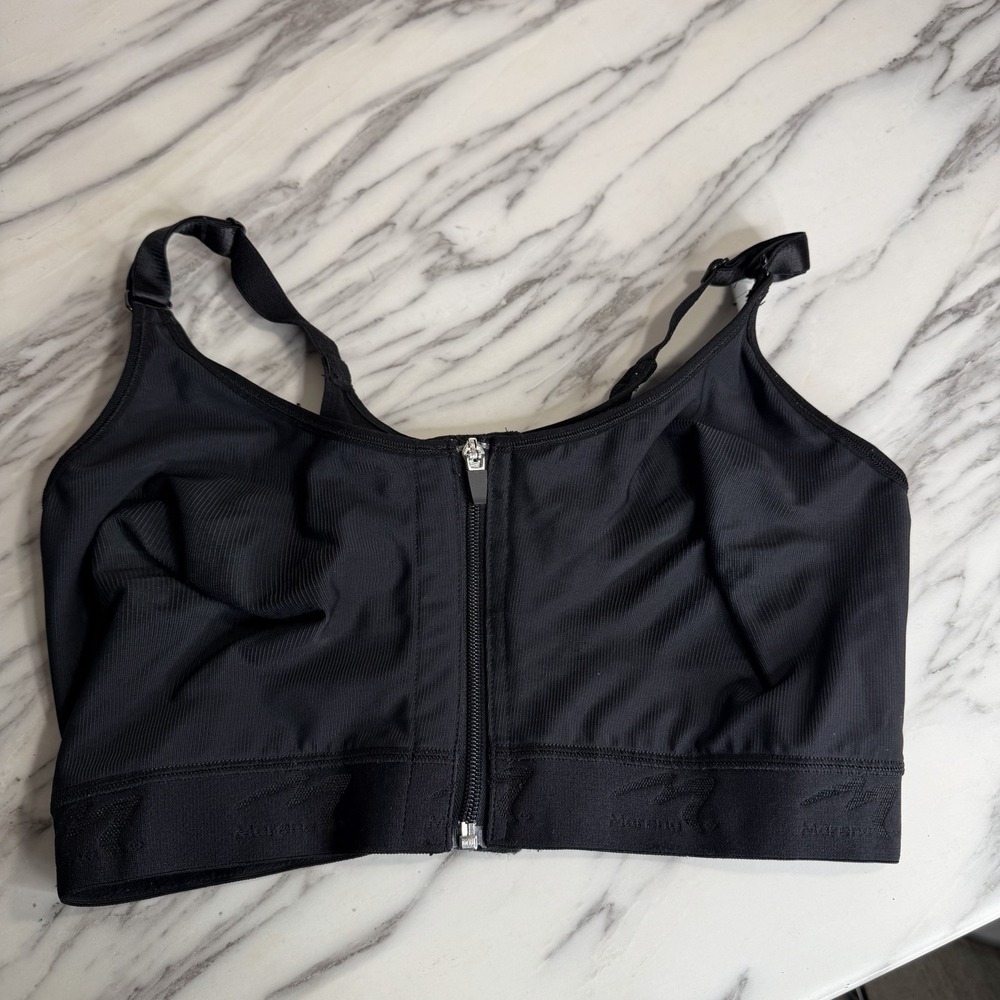 Marena Recovery Black Compression Bra Front Close Post Op Surgery Womens 38 D/E
